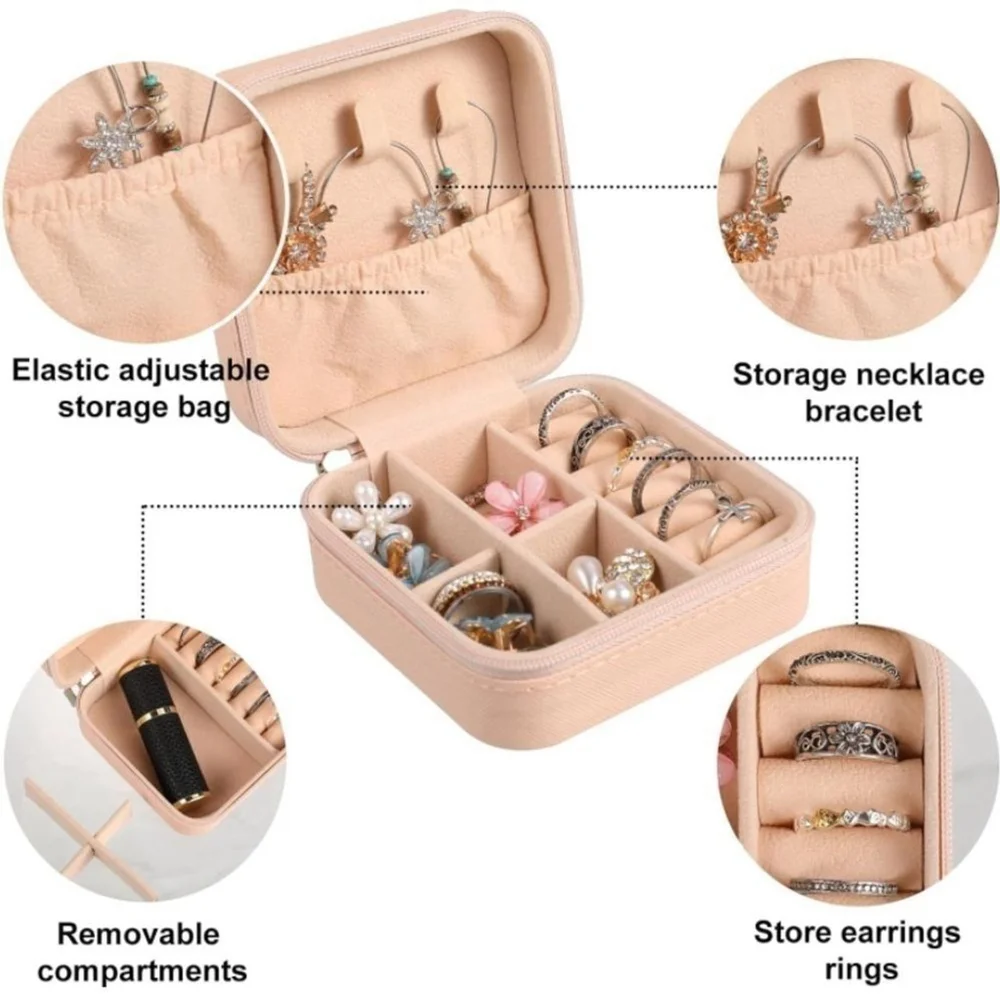 Travel Jewelry Organizer Box Aqua Blue Portable Storage Case